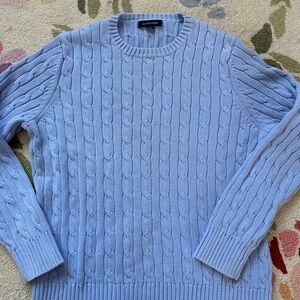 Lands' End Light Blue Cable Knit Crewneck Sweater